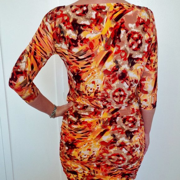 FEMME by Sandra Angelozzi Dress Size M Ruched Stretch Jersey - Picture 5 of 10